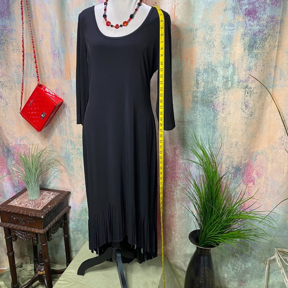 Rare Find 📌Calvin Klein Asymmetrical Dress with Wide Fringes - Picture 6 of 16
